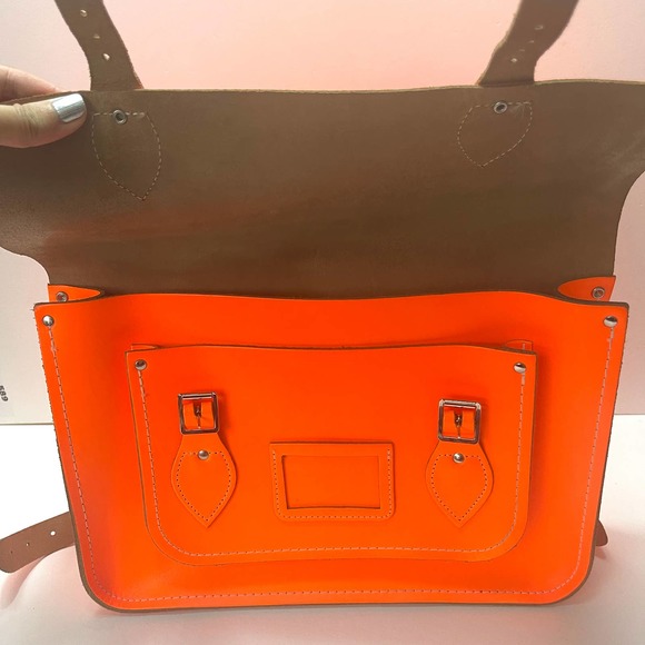 THE CAMBRIDGE SATCHEL COMPANY Neon Leather Backpack in Orange - Picture 6 of 14